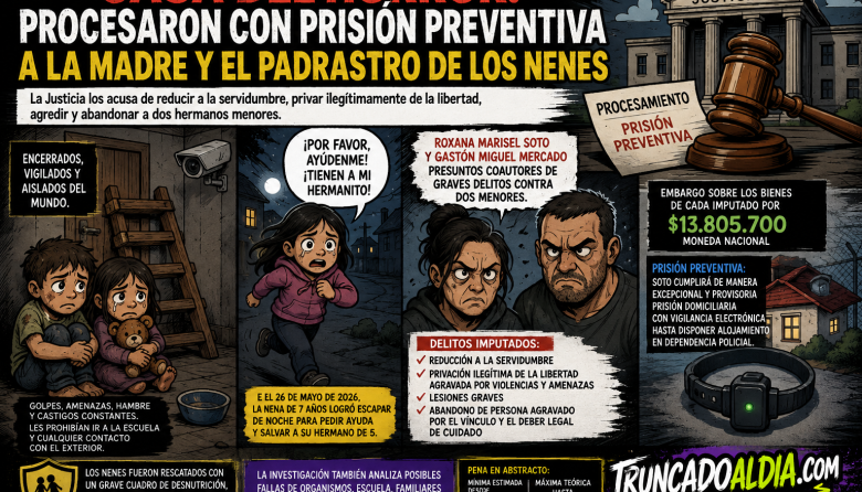 CASA DEL HORROR: PROCESARON CON PRISIÓN PREVENTIVA A LA MADRE Y AL PADRASTRO DE LOS DOS NIÑOS