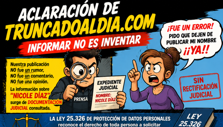 ACLARACIÓN DE TRUNCADOALDIA.COM: INFORMAR NO ES INVENTAR