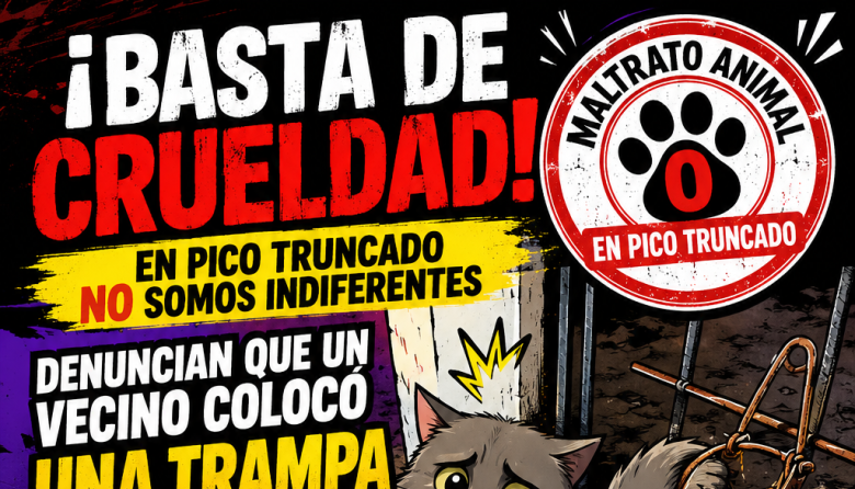INDIGNACIÓN EN PICO TRUNCADO: DENUNCIAN UNA TRAMPA QUE TERMINÓ ATRAPANDO A UN GATO